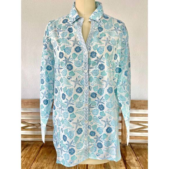 SIGRID OLSEN Tops - NEW SIGRID OLSEN shell print blouse in aqua